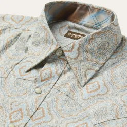 Aqua Paisley Print Western Shirt