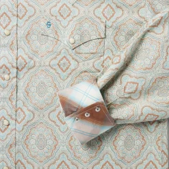 Aqua Paisley Print Western Shirt