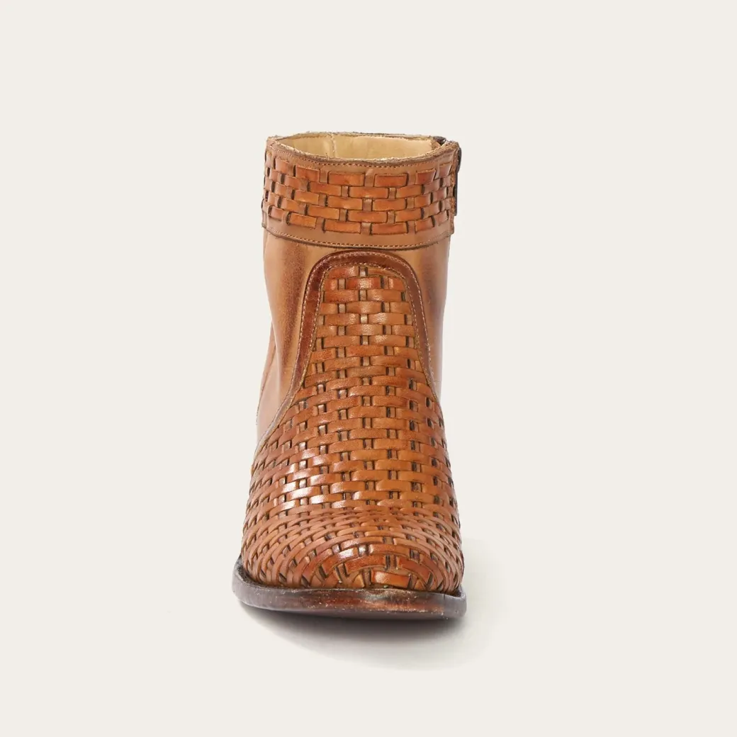 Basketweave Side Zip Ankle Boot