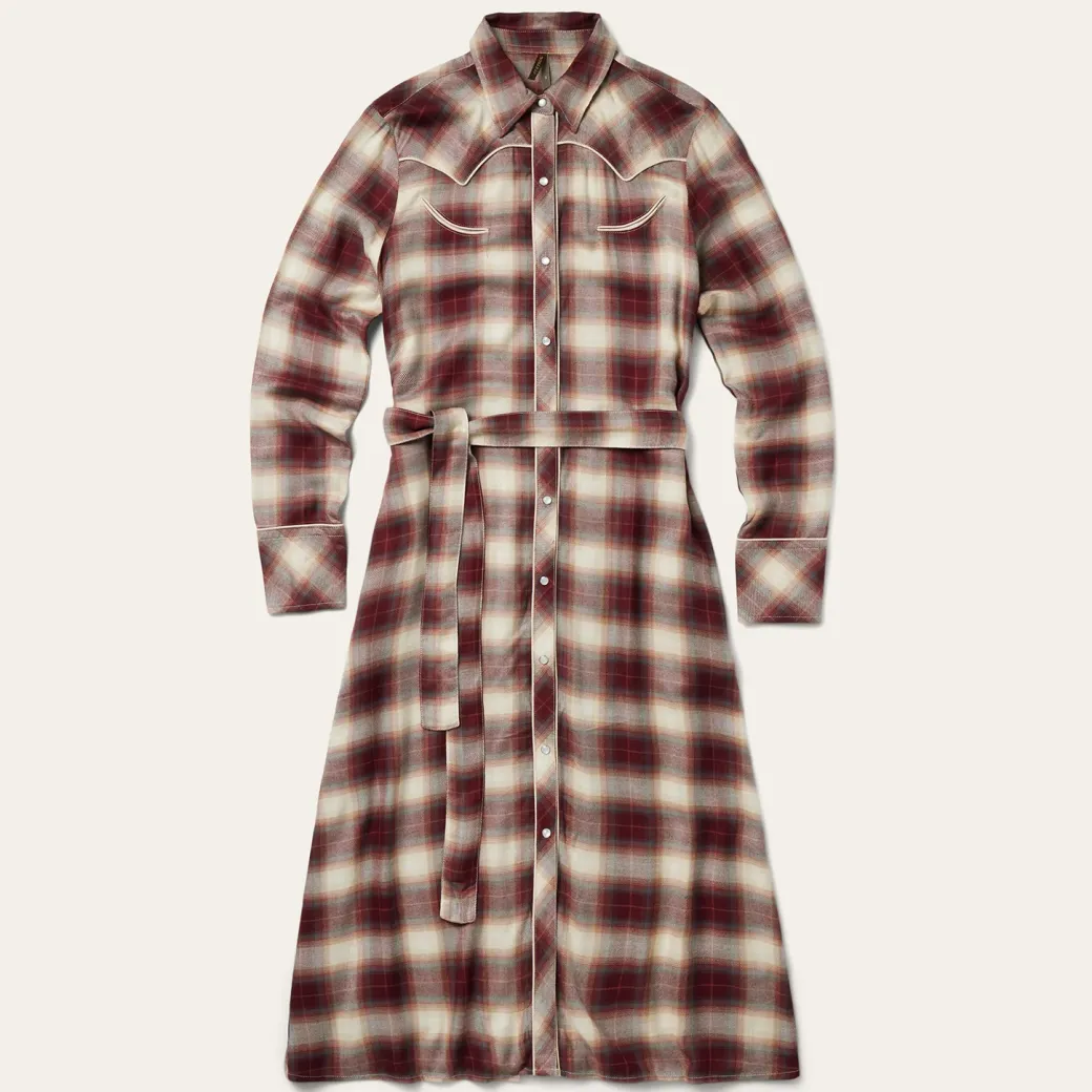 Black Cherry Plaid Shirt Dress