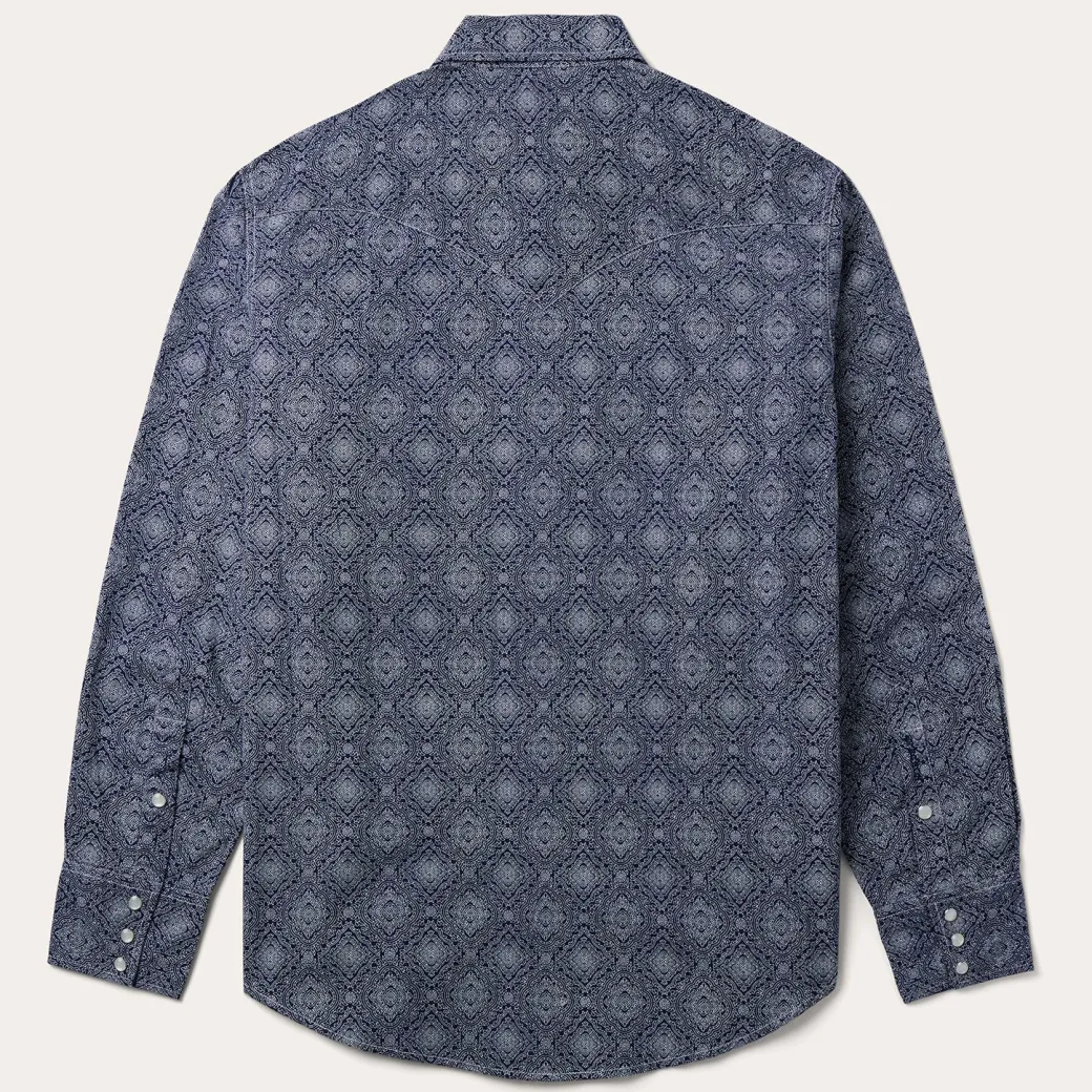 Blue Medallion Print Western Shirt