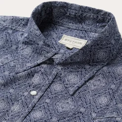 Blue Medallion Print Western Shirt