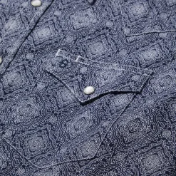 Blue Medallion Print Western Shirt