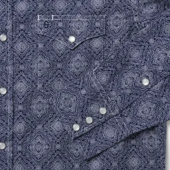 Blue Medallion Print Western Shirt