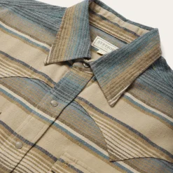 Blue Stripe Flannel Western Shirt