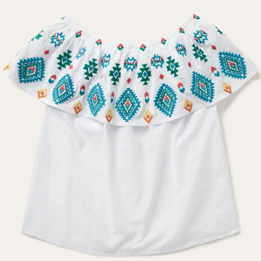 Bright Schiffli Embroidered White Cotton Lawn Top