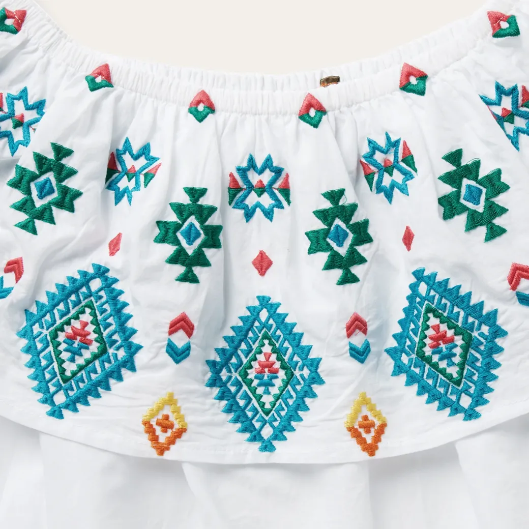 Bright Schiffli Embroidered White Cotton Lawn Top