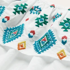 Bright Schiffli Embroidered White Cotton Lawn Top