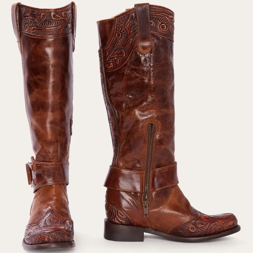 Burnished Cognac Paisley Side Zip Cowboy Boot