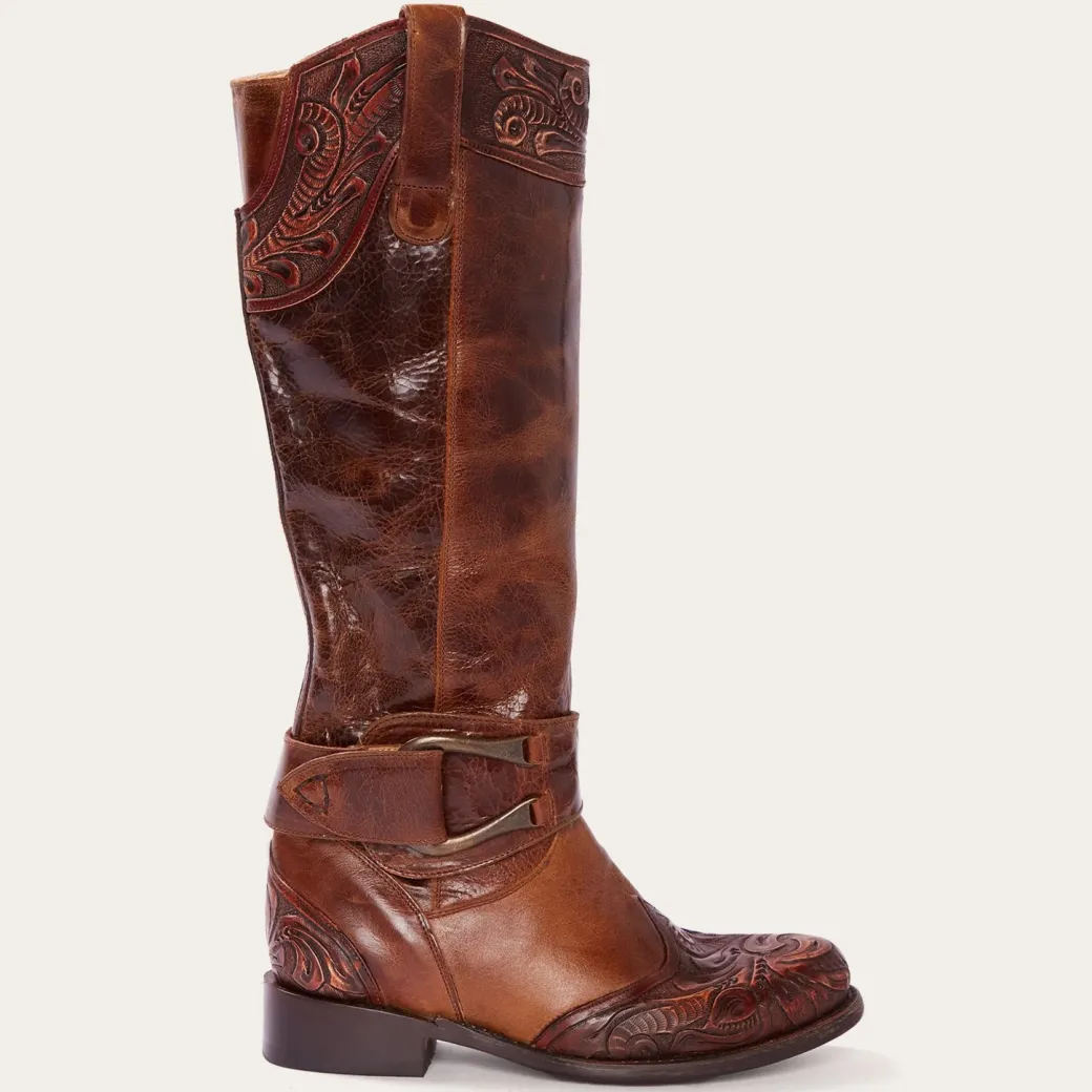 Burnished Cognac Paisley Side Zip Cowboy Boot