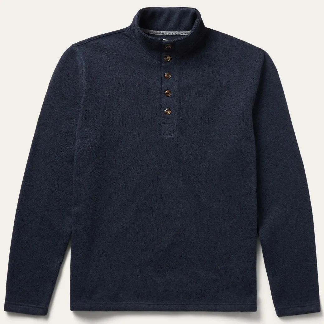Button-Front Blue Pullover Knit Sweater