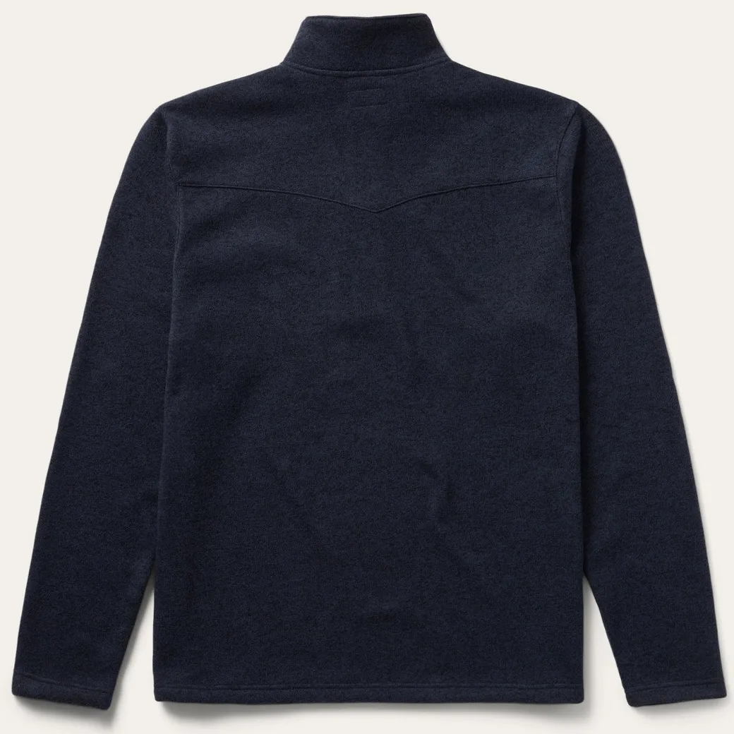 Button-Front Blue Pullover Knit Sweater