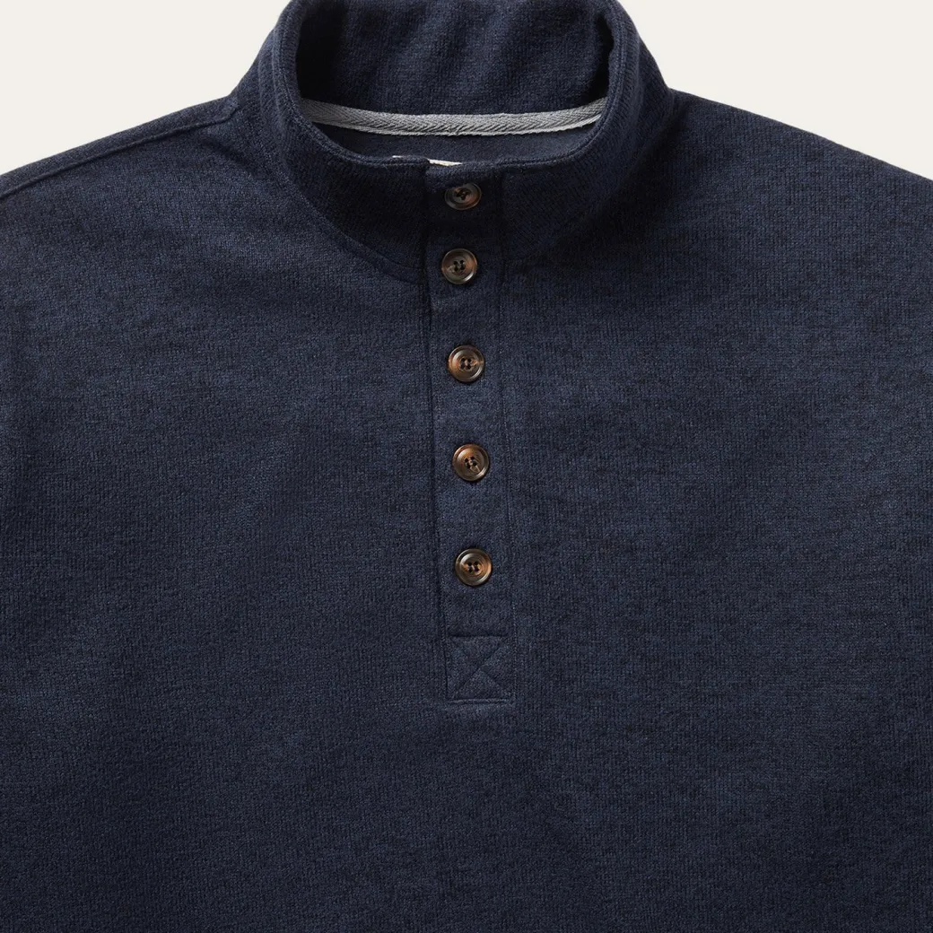 Button-Front Blue Pullover Knit Sweater
