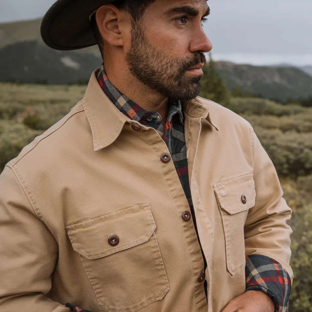 Camel Stretch Canvas Shirt Jacket