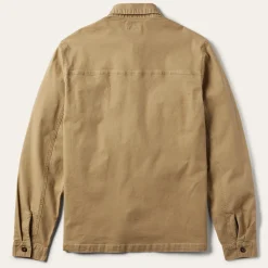 Camel Stretch Canvas Shirt Jacket