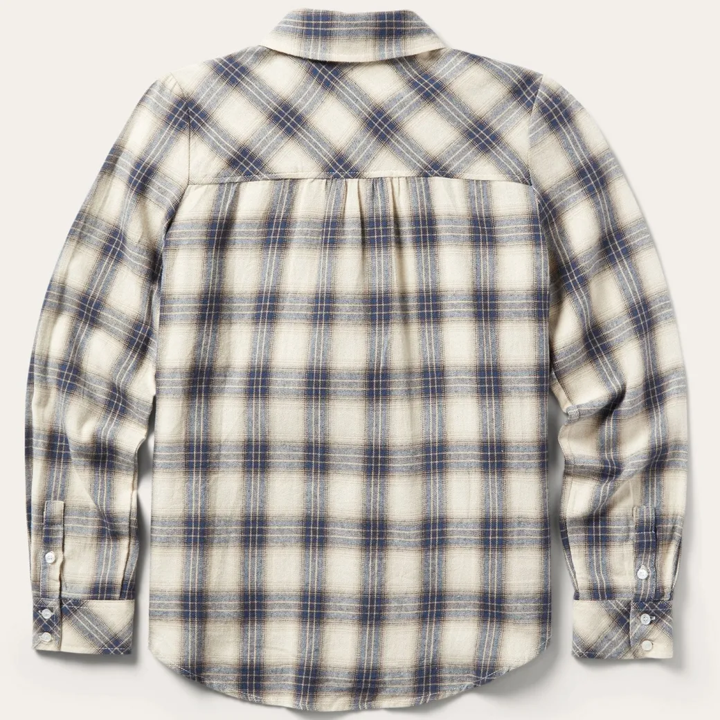Classic Western Flannel Shirt in White Cream