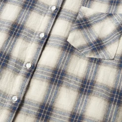 Classic Western Flannel Shirt in White Cream