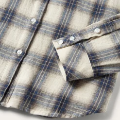 Classic Western Flannel Shirt in White Cream
