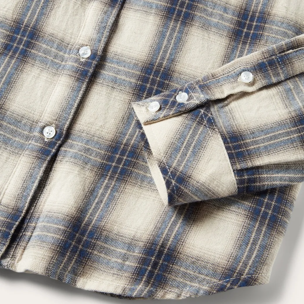 Classic Western Flannel Shirt in White Cream