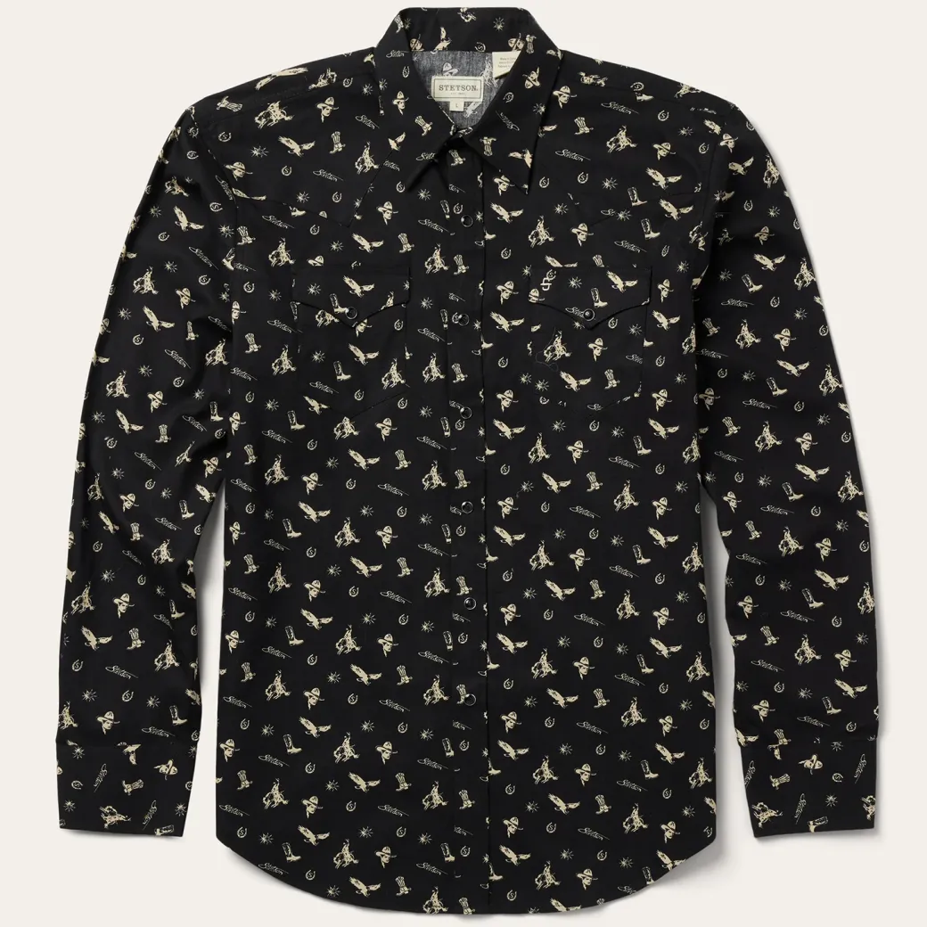 Conversation Print Western Shirt