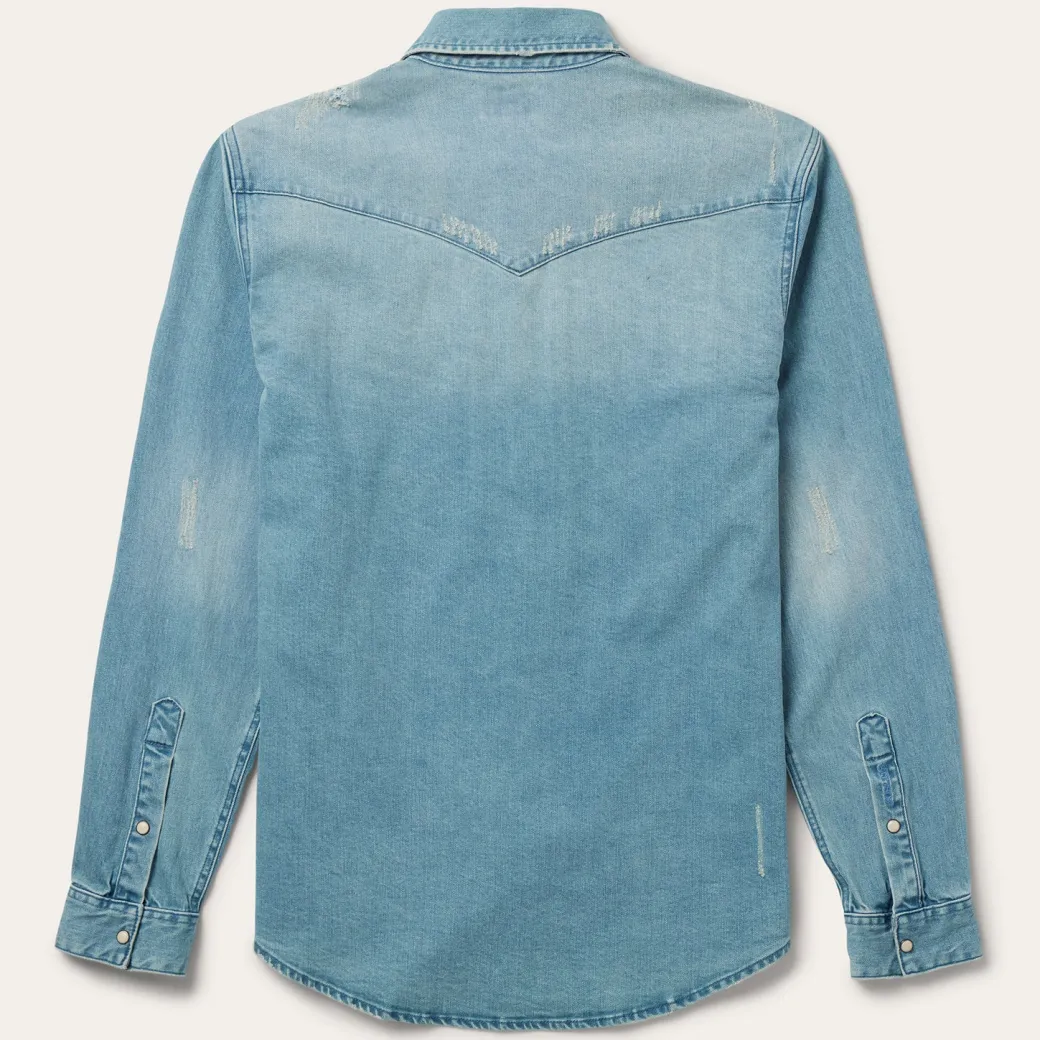 Distressed Denim Western Shirt