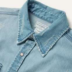 Distressed Denim Western Shirt