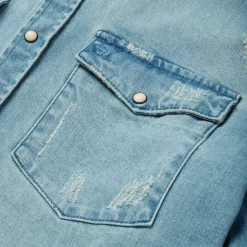 Distressed Denim Western Shirt