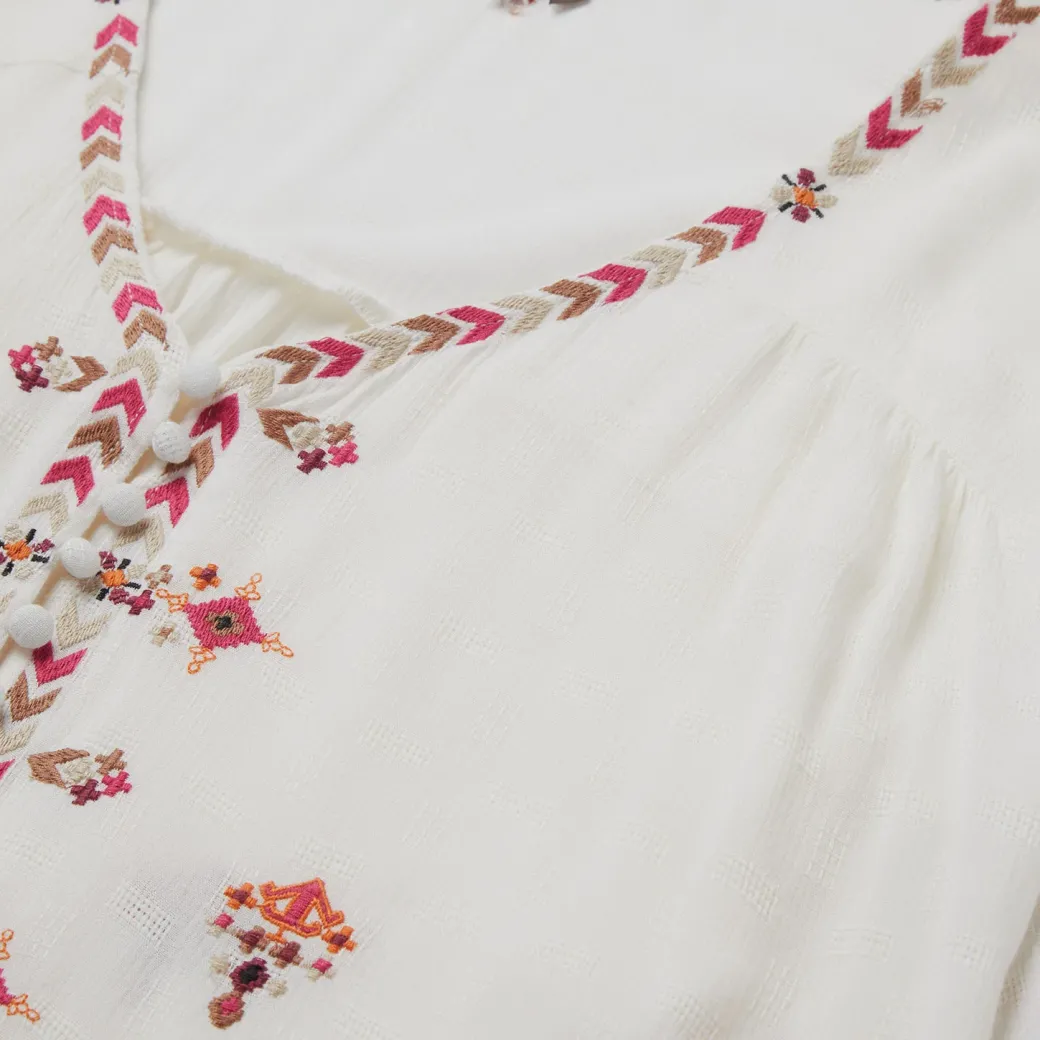 Dobby Peasant Blouse