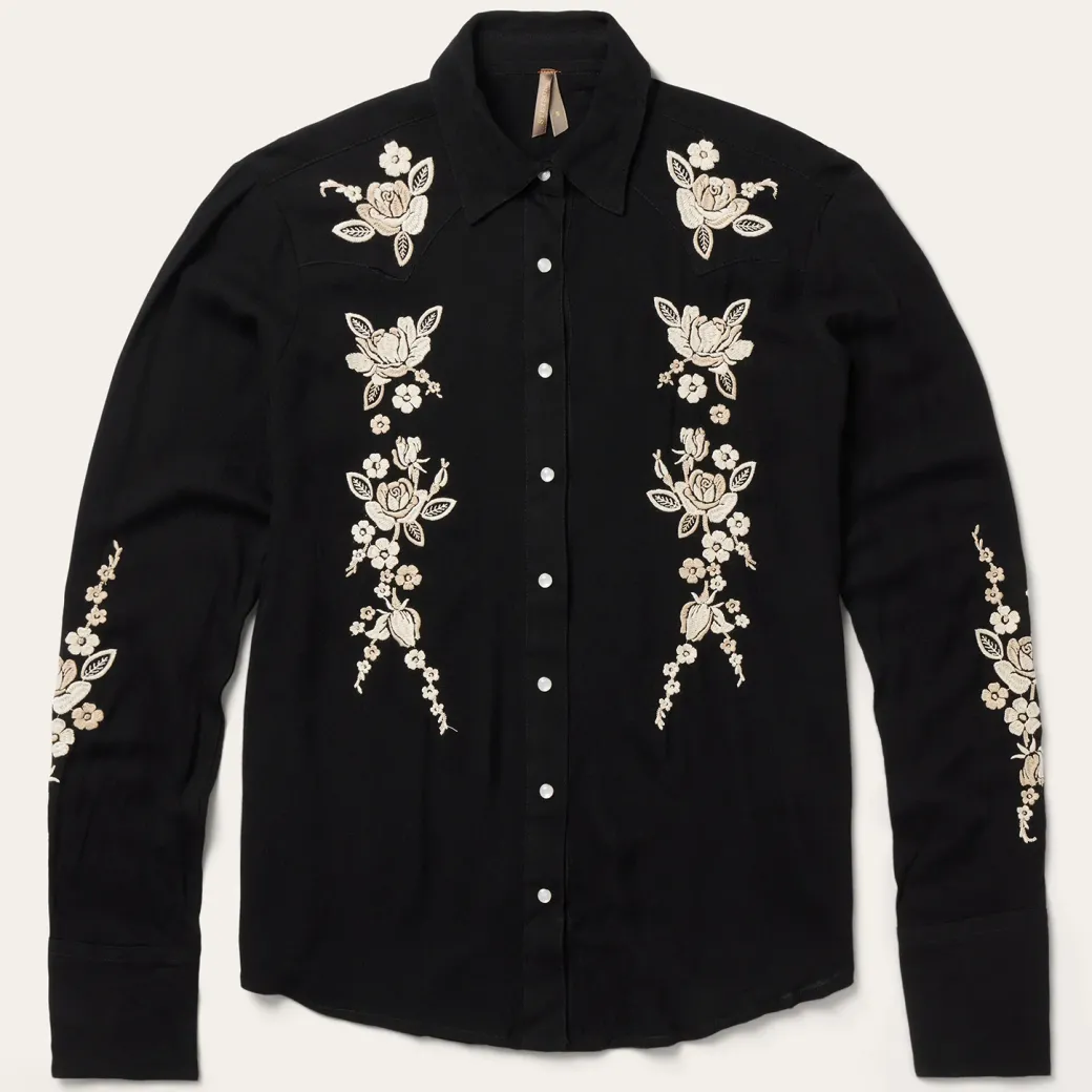 Embroidered Crepe Western Shirt