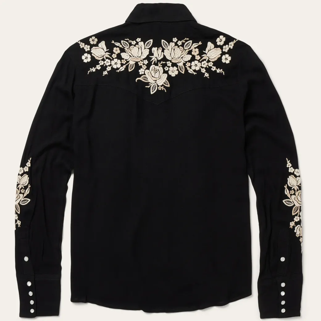 Embroidered Crepe Western Shirt