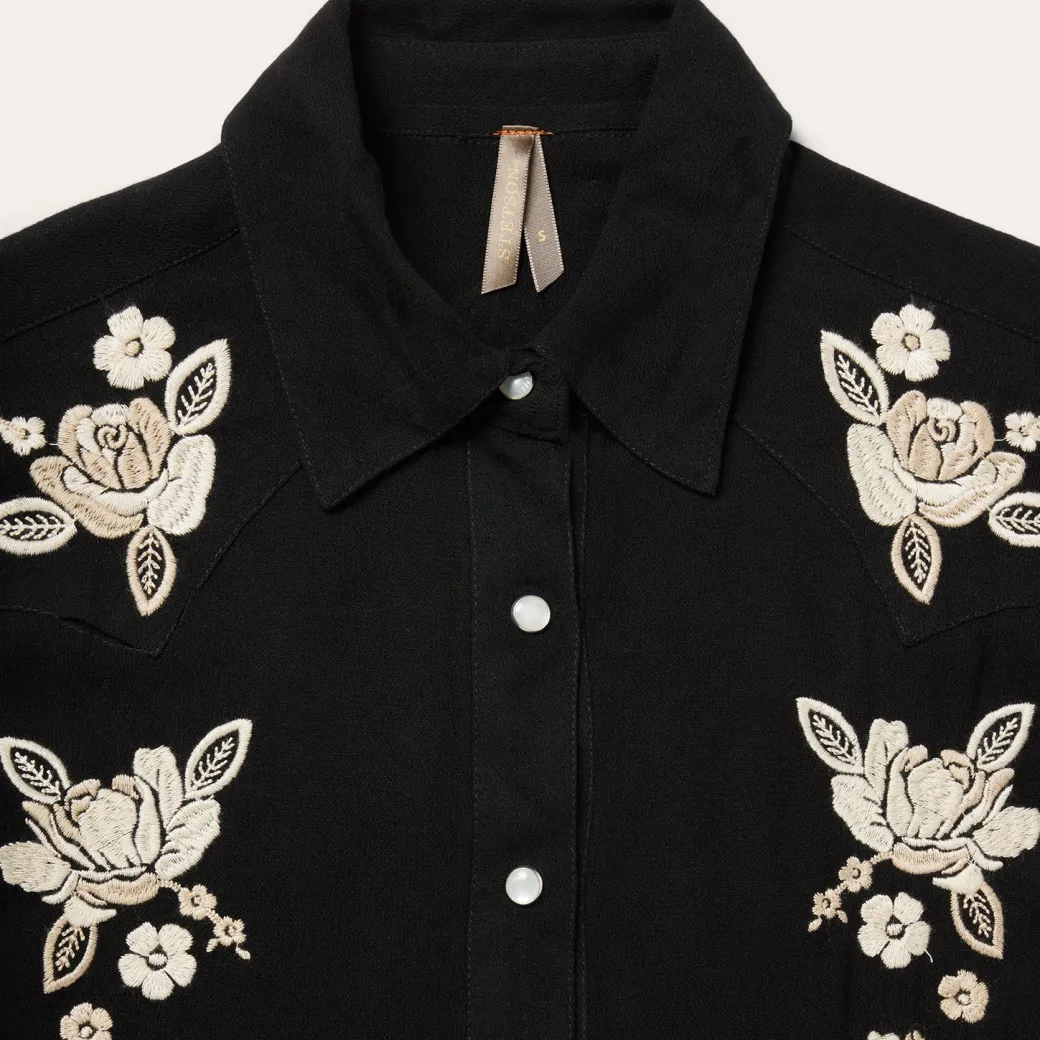 Embroidered Crepe Western Shirt