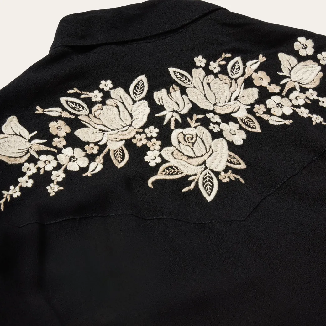 Embroidered Crepe Western Shirt