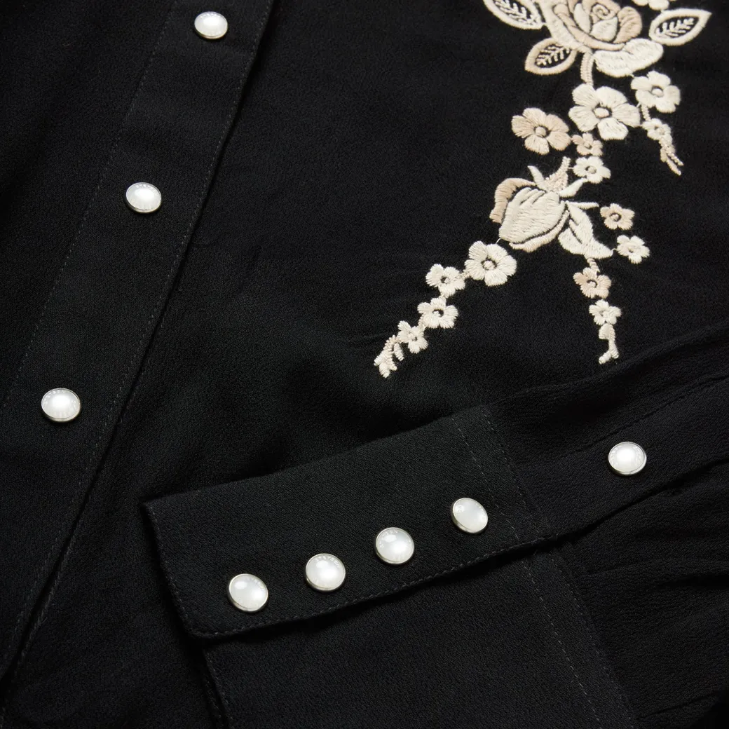 Embroidered Crepe Western Shirt