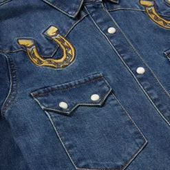 Embroidered Dark Denim Western Shirt