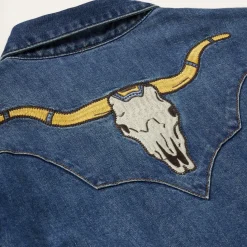 Embroidered Dark Denim Western Shirt