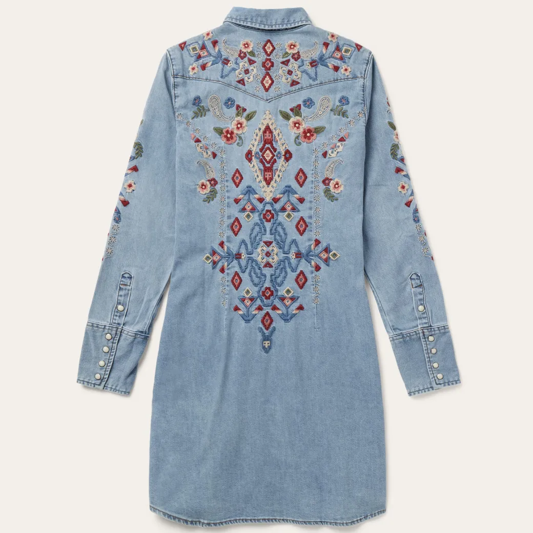 Embroidered Denim Shirt Dress