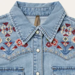 Embroidered Denim Shirt Dress