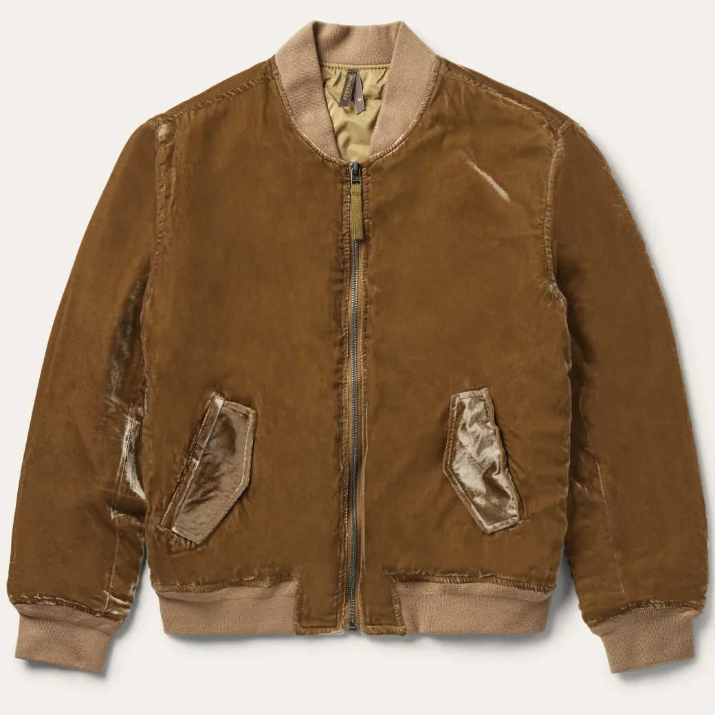 Embroidered Velvet Bomber Jacket