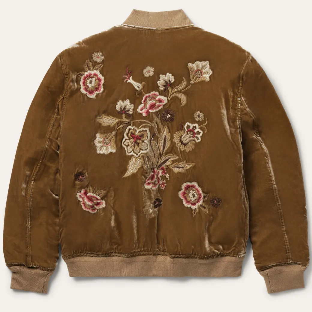 Embroidered Velvet Bomber Jacket