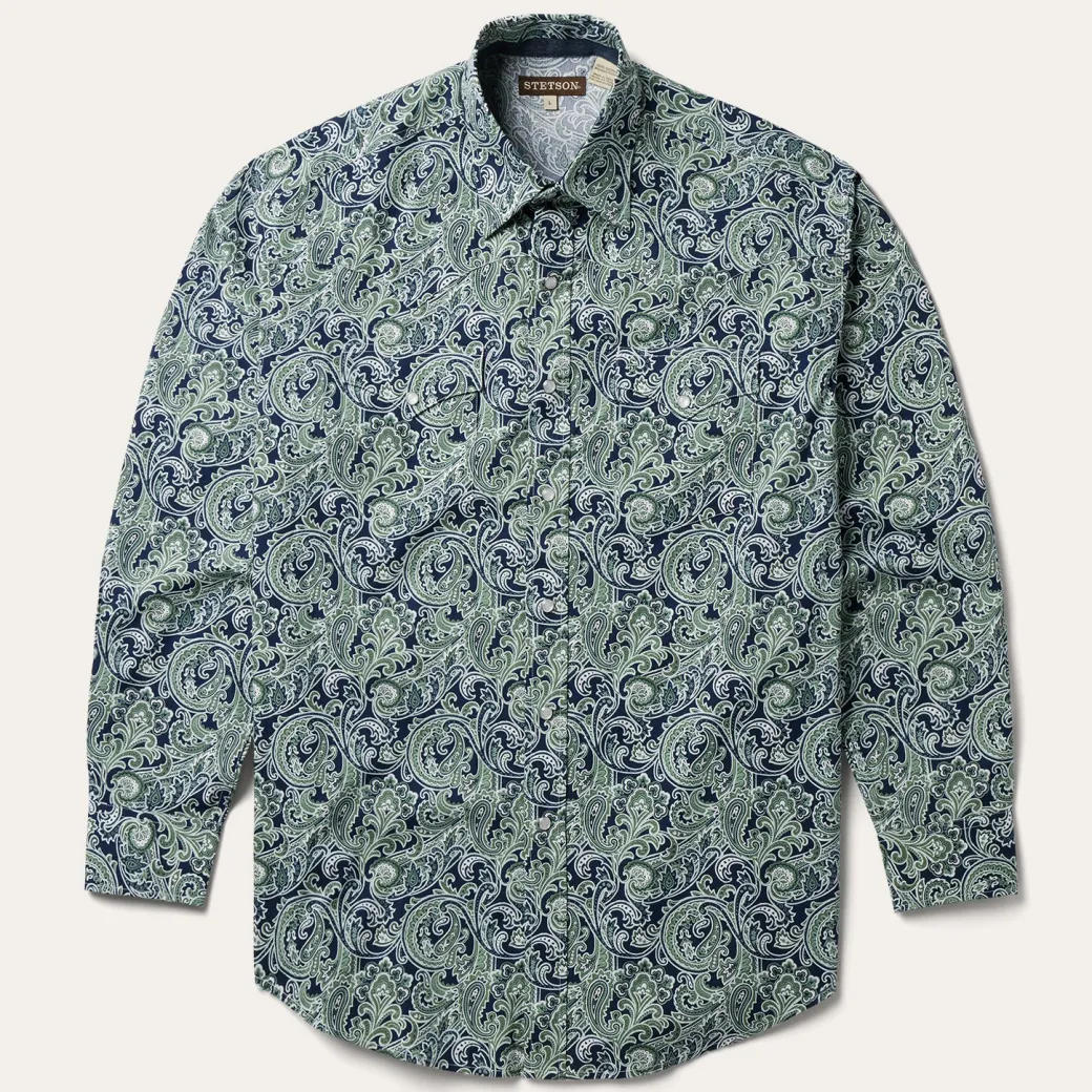 Greenspring Paisley Print Western Shirt