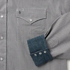 Grey Geo Print Western Shirt