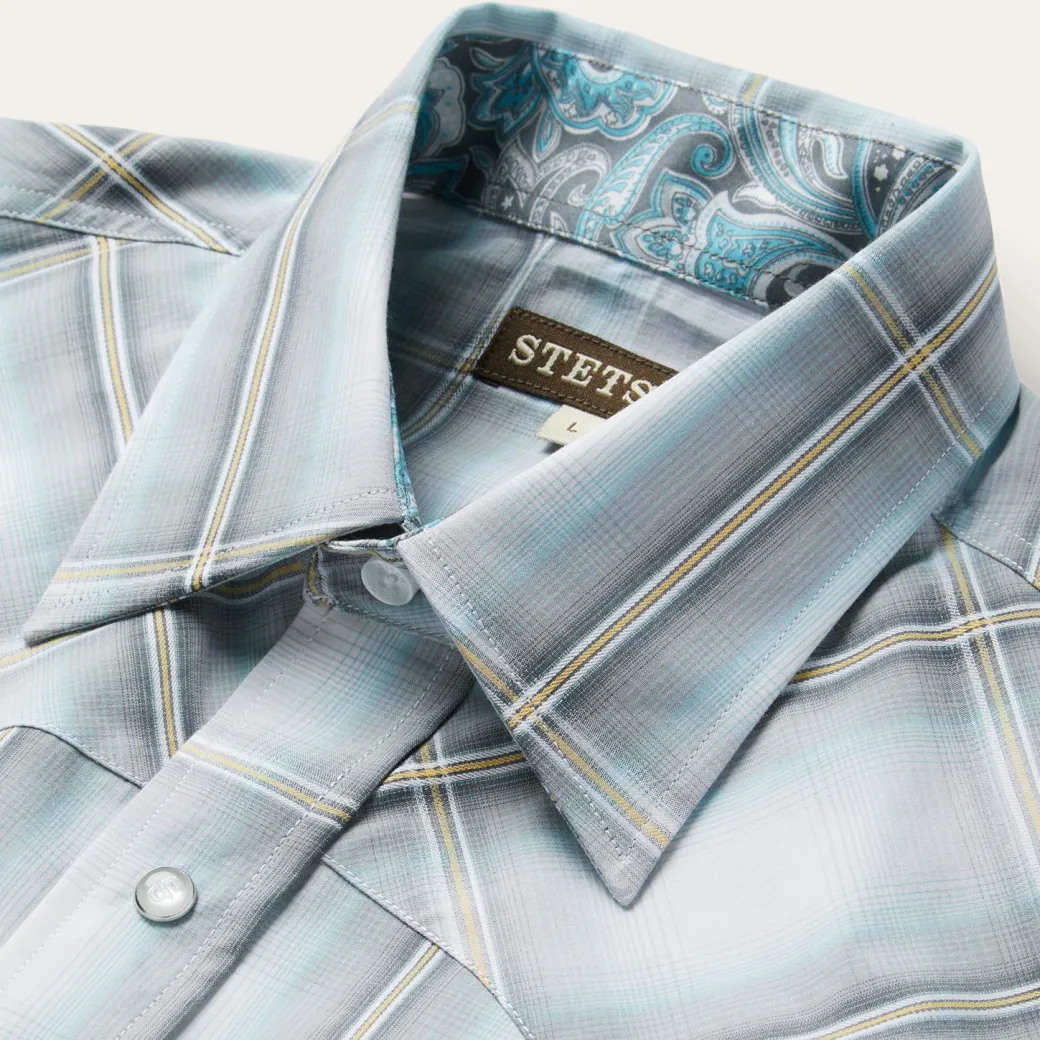 Grey Sky Ombre Plaid Western Shirt