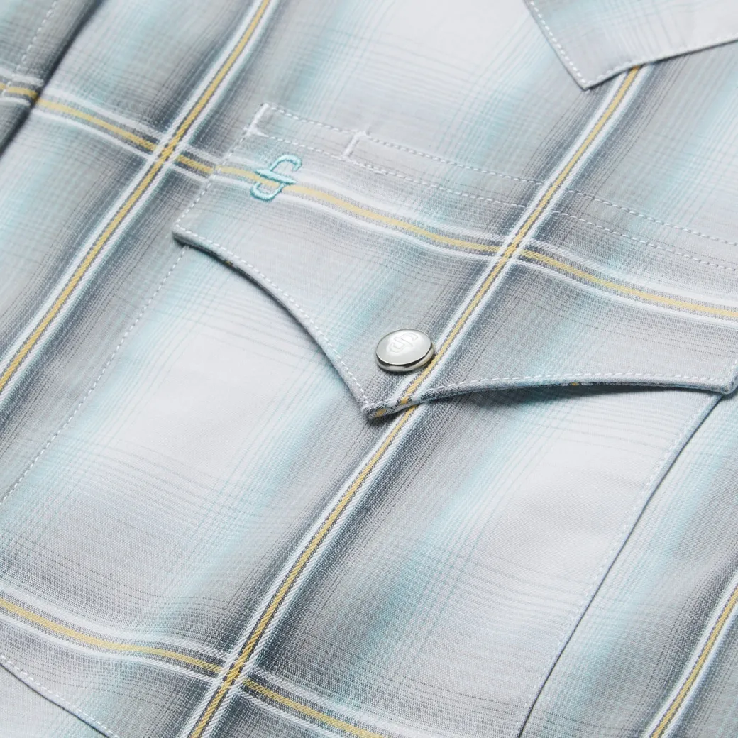Grey Sky Ombre Plaid Western Shirt