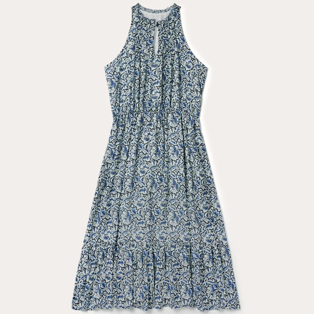 Indigo Tapestry Print Prairie Dress
