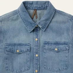 Loose Fit Denim Snap-Front Shirt