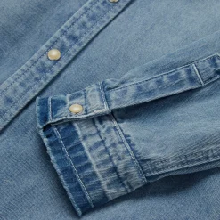 Loose Fit Denim Snap-Front Shirt