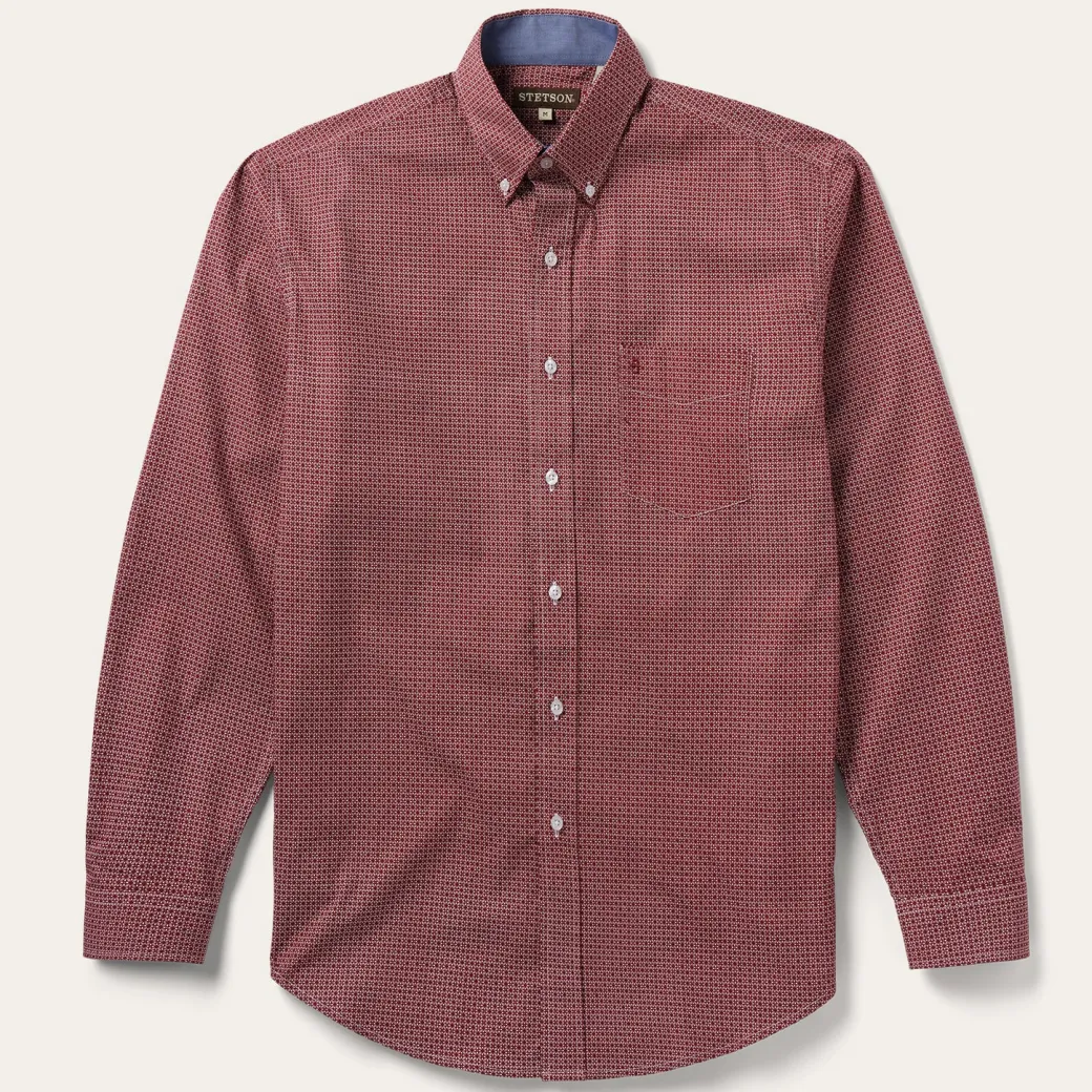 Micro Print Button-Front Shirt