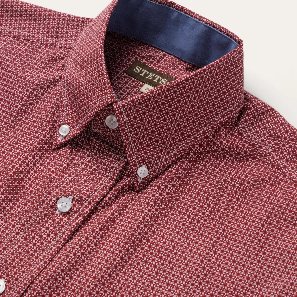 Micro Print Button-Front Shirt