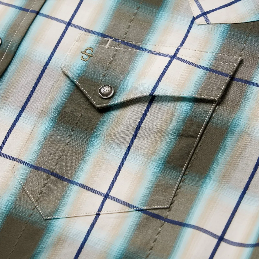 Olive Ombre Plaid Western Shirt