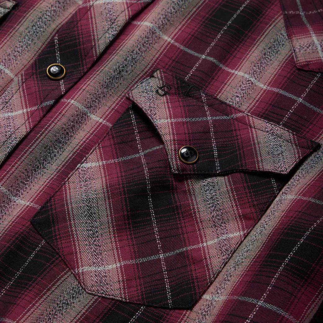 Red Marl Plaid Western Shirt